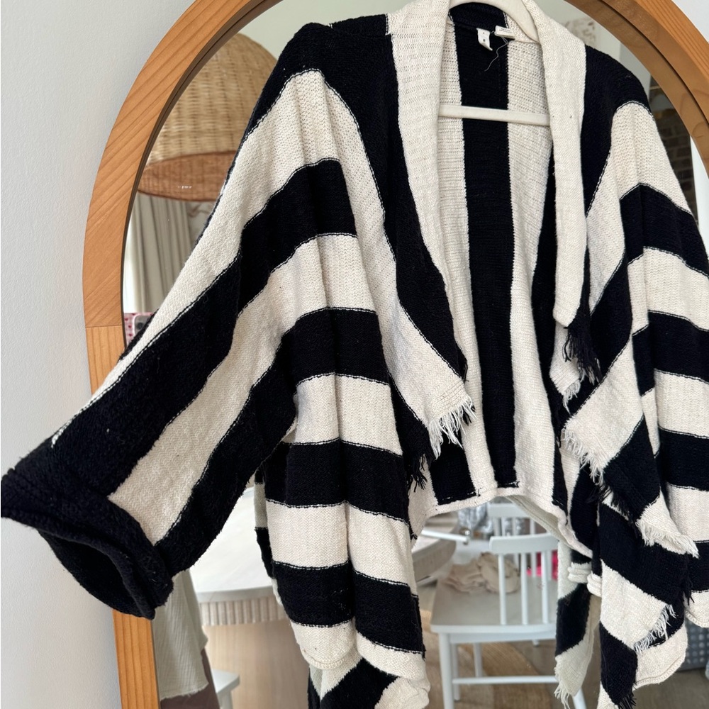 Anthro Moth Black and White Striped cardigan